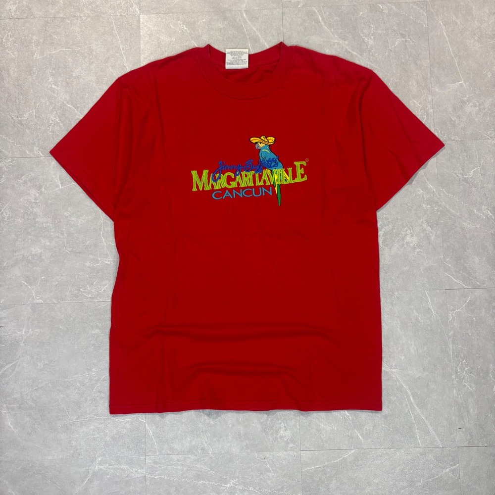 Jimmy Buffett Margaritaville Cancun Red Graphic T-Shirt Mens Medium Parrot Logo